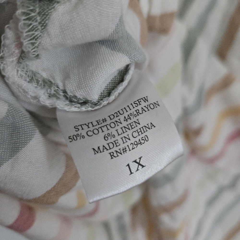 Cotton, Linen Blend Striped V-Neck with Rainbow Stripes, Casual Beach Vacation - Picture 5 of 5